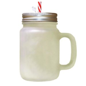 Borcan de limonadă personalizat, cu capac metalic și pai reutilizabil, imprimat cu poză sau text