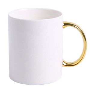 Cana alba cu toarta auriu metalizat personalizata