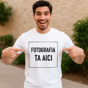 tricou alb personalizat cu 1 imagine