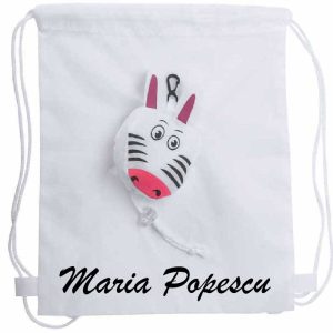 Sac cu zebra,  pentru Gradi,  personalizat cu numele copilului