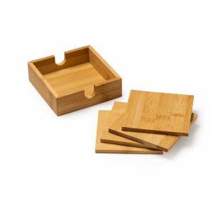 set coaster din lemn de bambus