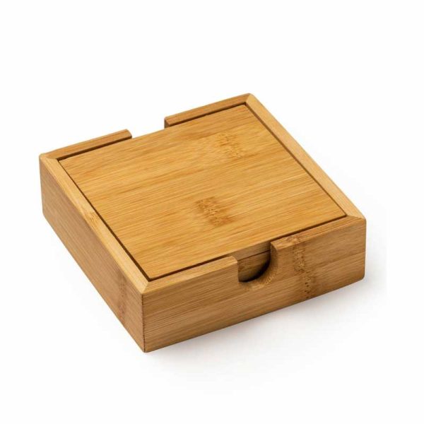 Cutie cu Set de 4 Suporturi de Pahar, din Bambus - imagine 2