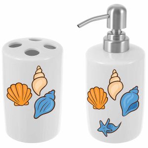 set de baie dozator sapu si suport periute de dinti personalizat