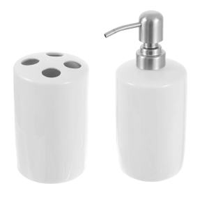 Set de baie personalizat, compus din dozator de săpun și suport pentru periuțe, design elegant și personalizabil