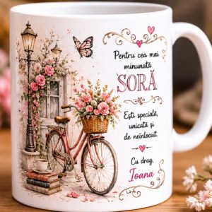 Cană -  Pentru  cea mai minunata sora -  personalizata cu nume