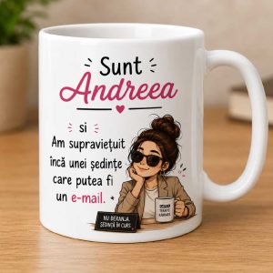 Cană „Ședința care putea fi un e-mail” - personalizata cu numele tau