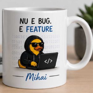 Cană „Nu e bug - e feature” - personalizata cu nume
