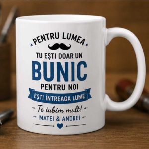 Cană - "Bunicule, te iubim mult!" personalizata cu nume