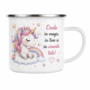 Cană metal pentru fetite - Cred in magie -  personalizata cu nume