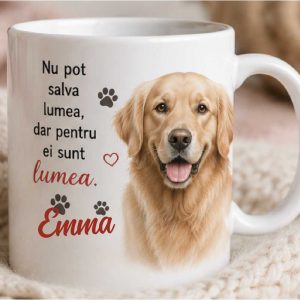 Cana personalizata "Nu pot salva lumea..."  cu poza si nume