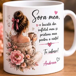 Cană -  Sora mea - sufletul meu -  personalizata cu nume