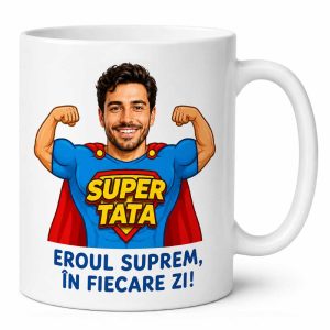 Cana personalizata "Super Tata" - personalizata cu poza si nume