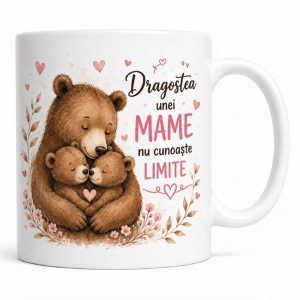 Cană personalizata -Dragostea unei mame nu cunoaste limite