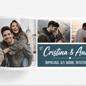 Cana personalizata cu 3 poze si mesaj