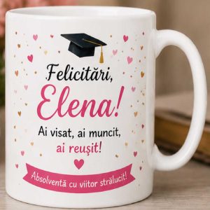 Cana Absolvire - Felicitari, ai reusit! personalizata cu nume