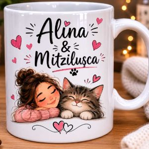 Cana pentru iubitorii de pisici  personalizata cu numele voastre