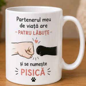 Cana pentru iubitorii de pisici,  personalizata cu nume