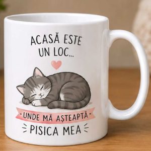 Cana pentru iubitorii de pisici, personalizata cu nume
