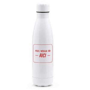 Sticla metalica alba personalizata cum vrei tu  - cu poza(e) si/sau mesaj